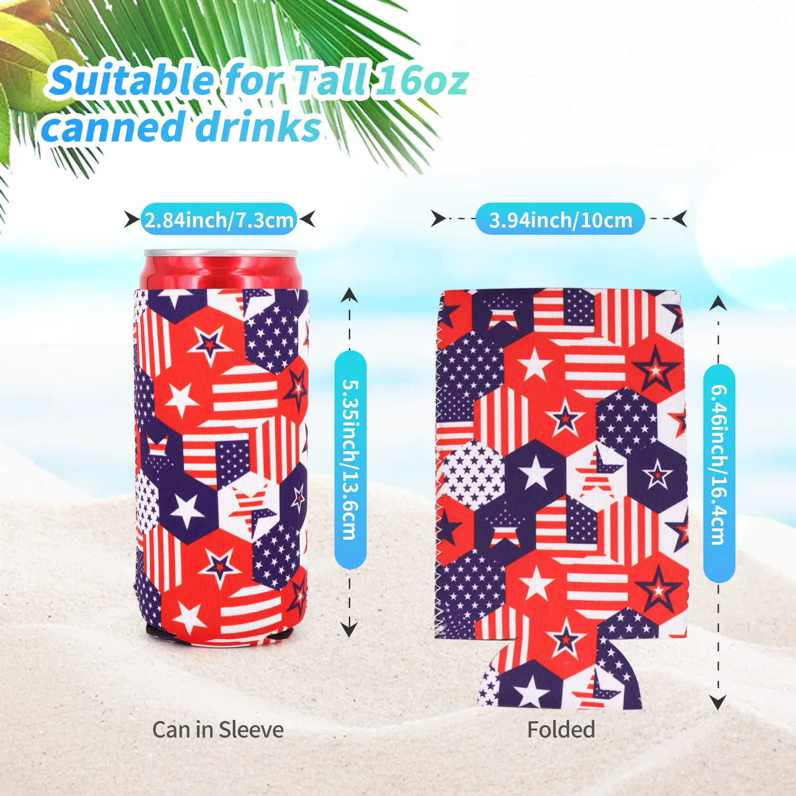 2Pcs Collapsible Neoprene Can Beer Cooler Sleeves Tall Energy/Beer