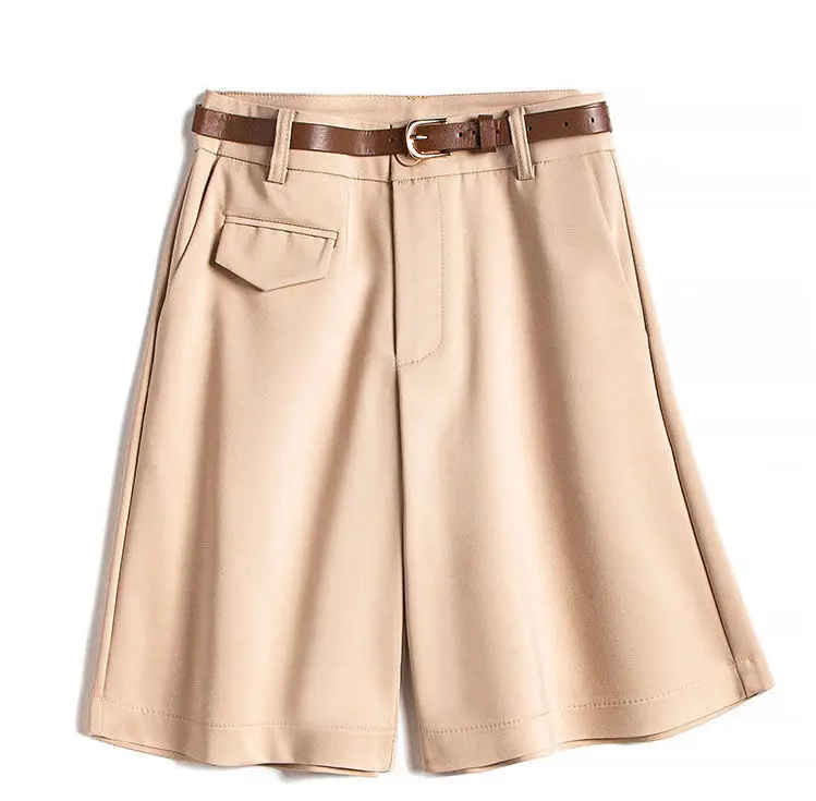Women's Summer Shorts Casual High Waist Short Pants Female Solid Color Orange Button Fly Loose Bermuda Shorts For Women