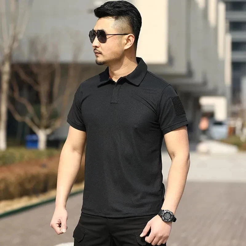 Tactical Shirt Short Sleeve Men's Polo T shirt Summer Outdoor Sports Fast Dry Breathable Military Army Combat Causal Tops
