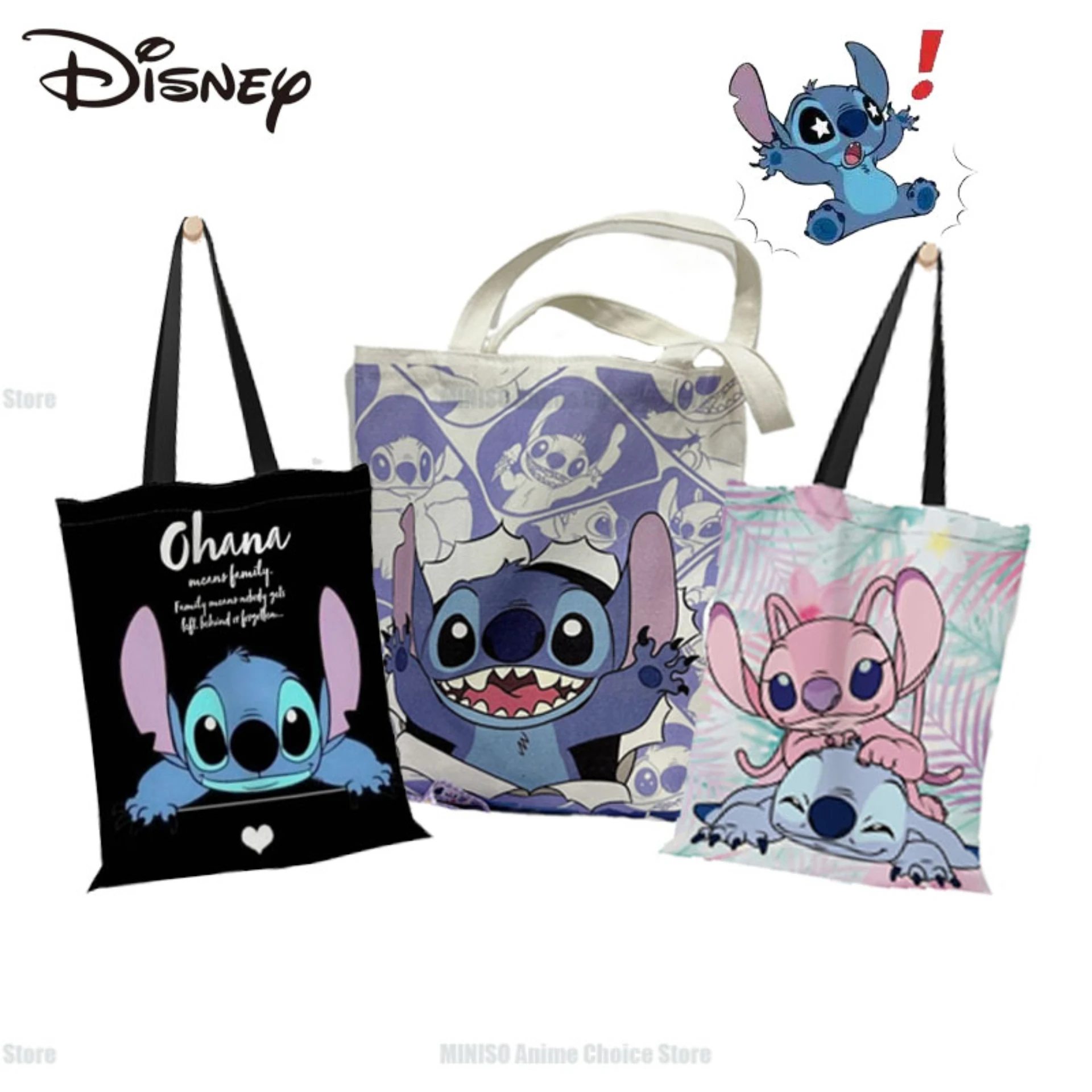 

Disney Stitch Crossbody Bag Cartoon Lilo & Stitch Peripheral Kawaii Canvas Shoulder Bag Large Capacity Student Storage Bag Gift