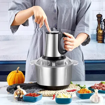 전기 고기 분쇄기 연마기 스테인리스 스틸 다지기, 식품 가공기, 마늘 머드 메이커, 믹서기 대용량, 2L, 3 단
