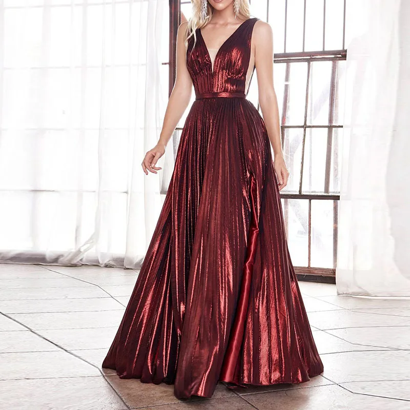 Fashion-Backless-Split-Evening-Dresses-Sexy-Solid-Color-Deep-V-Neck ...