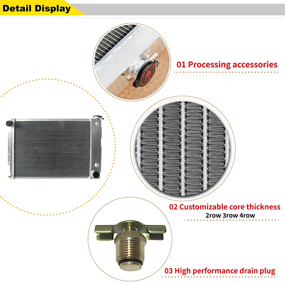 FonGoff 3-Row Aluminum Radiator With Fan Shroud For 1967-1969 Chevy Camaro & Pontiac Firebird
