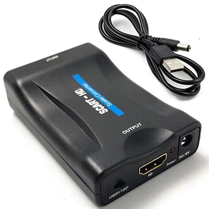 With HDMI to Scart HD Video Converter Cable Input Scart HDMI-Compatible Output 1080P Display Extend Adapter with PAL NTSC Switch