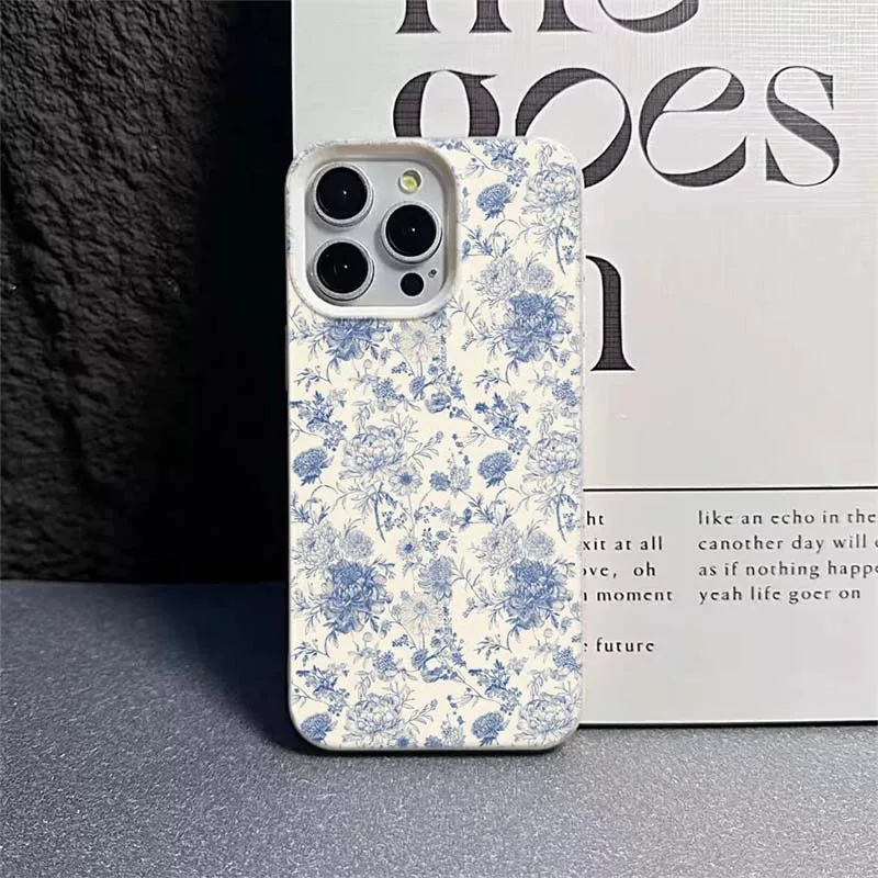 Vintage Floral Silicone PU Leather Phone Case Cover