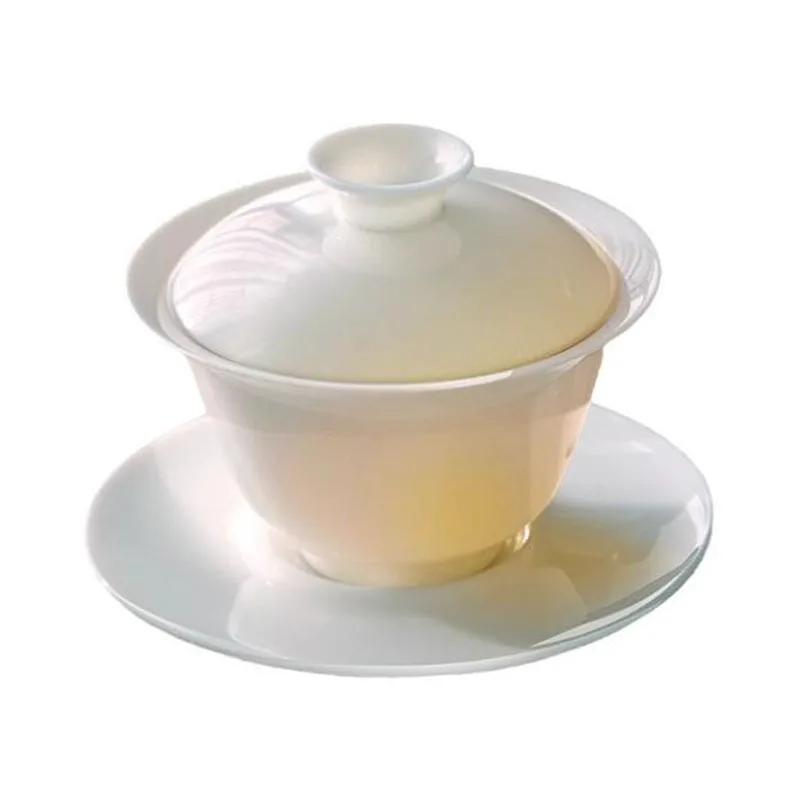 White Jade Porcelain Sancai Gaiwan Kungfu Tea Tureen Cup Household Tea Infuser Bowl Kitchen Teaware