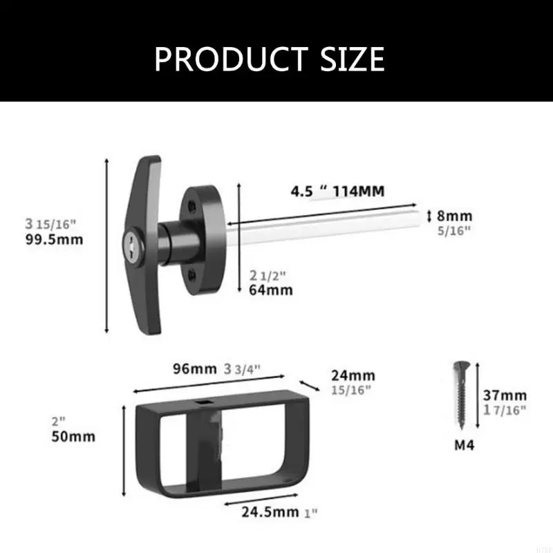 H7BF Long Handle Lock set with Stem & Keys Heavy Duty Black Handle Lock & Keys Shed Security for Various Structures