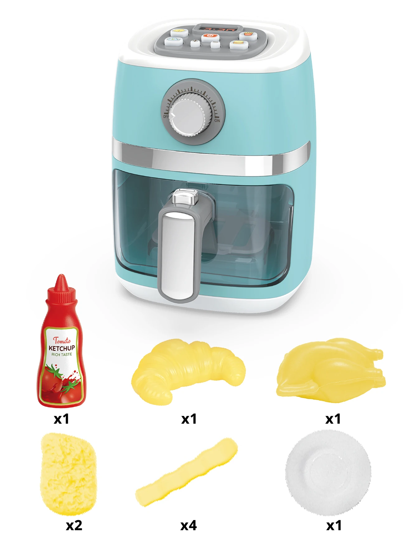 Air Fryer Kids Kitchen Playset Accessories Pretend Chef Cooking BBQ Game Play with Lights, Sounds 5