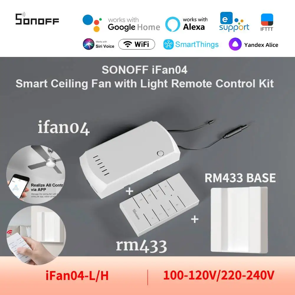 

SONOFF IFan04 Smart Ceiling Fan Light Switch Controller ESP WiFi RM433 Control support Alexa Google EWeLink Alice Home Assistant