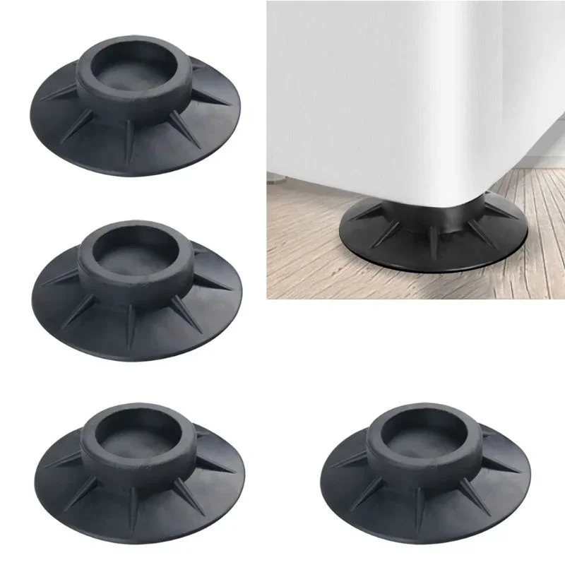 Rubber Pads Floor Mat Washing Machine Feet Pads Non Slip Shock Proof Furniture Elasticity Black 4Pcs