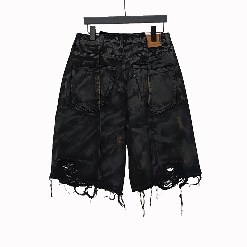 Owen Seak Men Jeans Short Denim Casual Cotton Gothic Men's Clothing Summer Knee Length Black Short