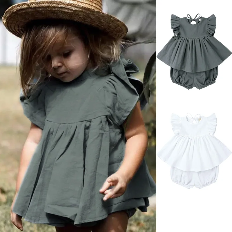 Essentials Baby Girls Clothing 2 Pieces Set Lacing Ruffle Sleeve Cozy