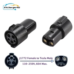 EVcharger4U SAE J1772 Type 1 Female to Tesla Male Adapter Convertor EV Charging Adaptor Compatible with Model S 3 X and Y