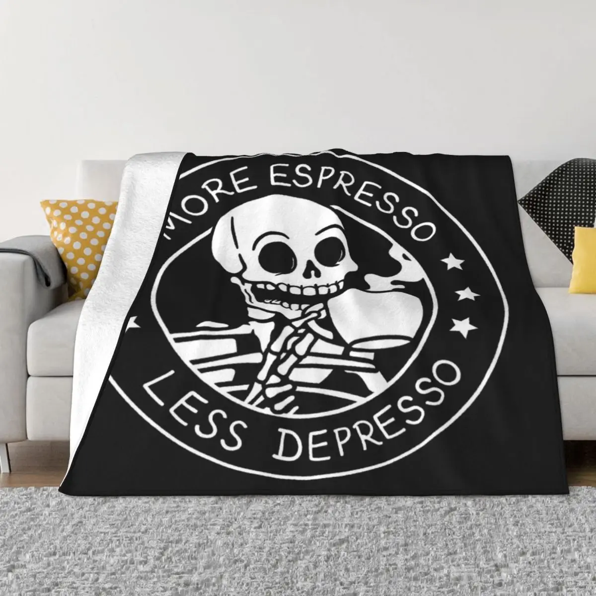 

More Espresso Less Depresso Soft Micro Fleece Blanket Trendy Warm Suitable For Sofa Multi Styles