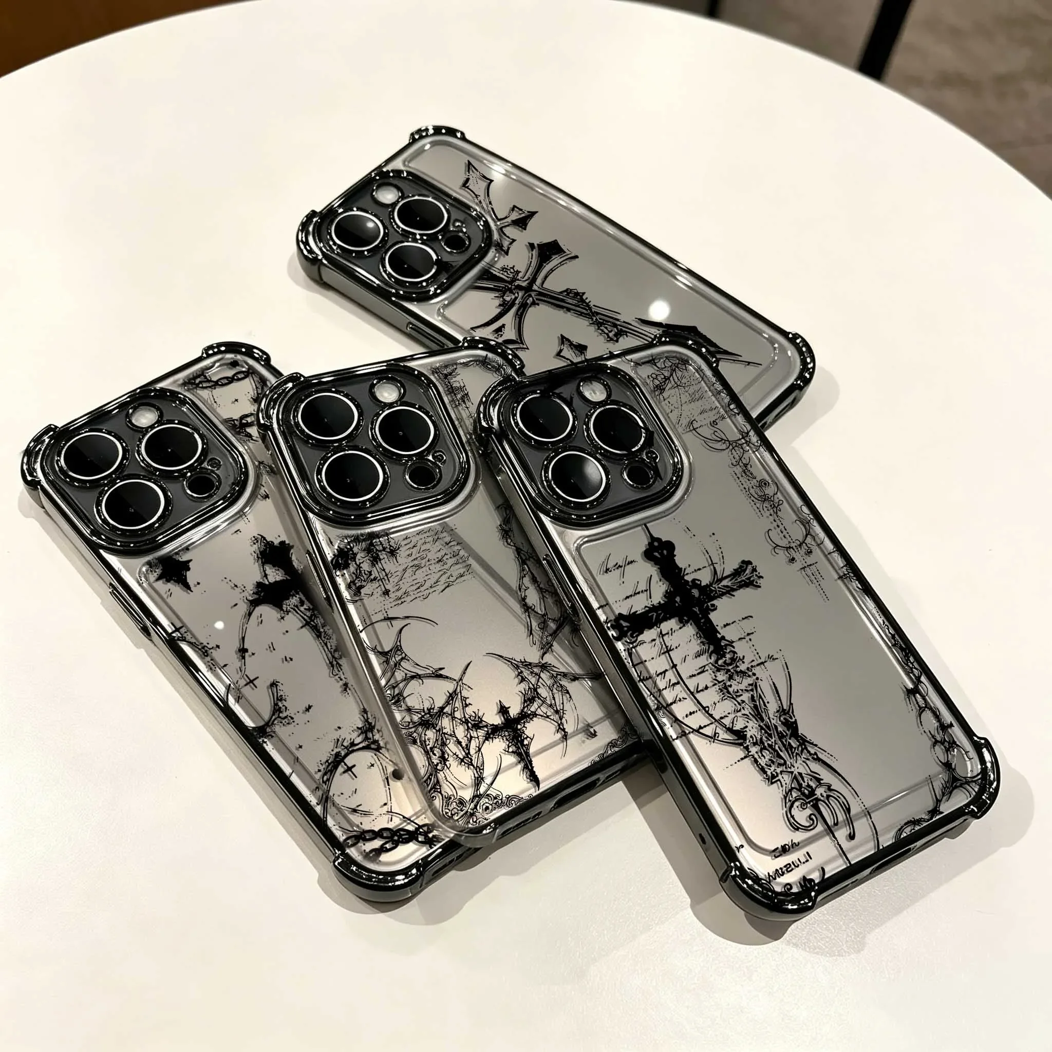 Black Cool Dark Gothic Cross Mark Clear Case Cover