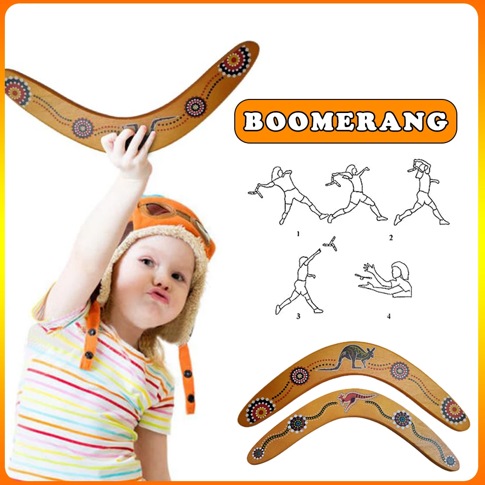 Boomerang De Madera En Forma De V De 33 Cm | Juguete Al Aire Libre Para Niños Y Adultos | Ideal Para Playa, Camping Y Deportes