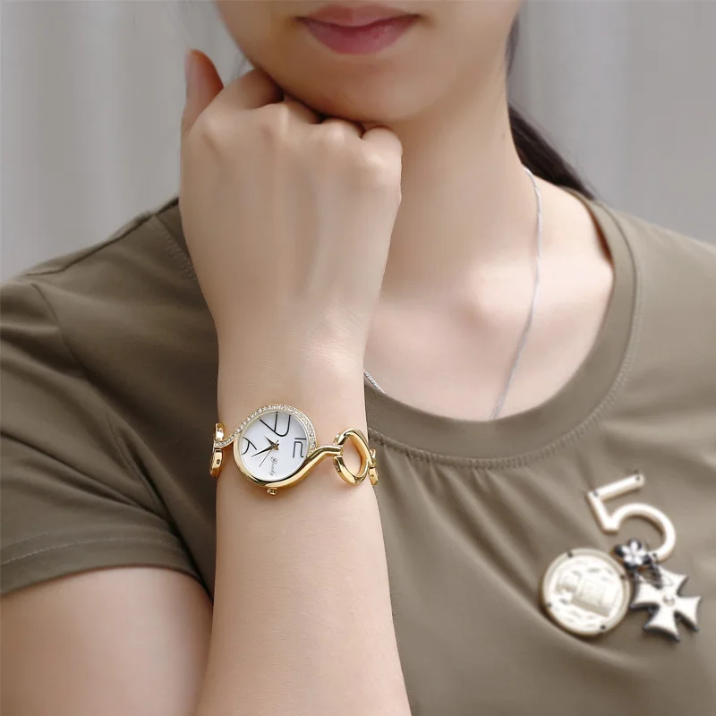 Gouden Horloge Luxe Mode Diamant Horloge Voor Vrouwen Horloge Meisjes Horloge Gratis Verzending Gift Lover Dames Quartz Horloges