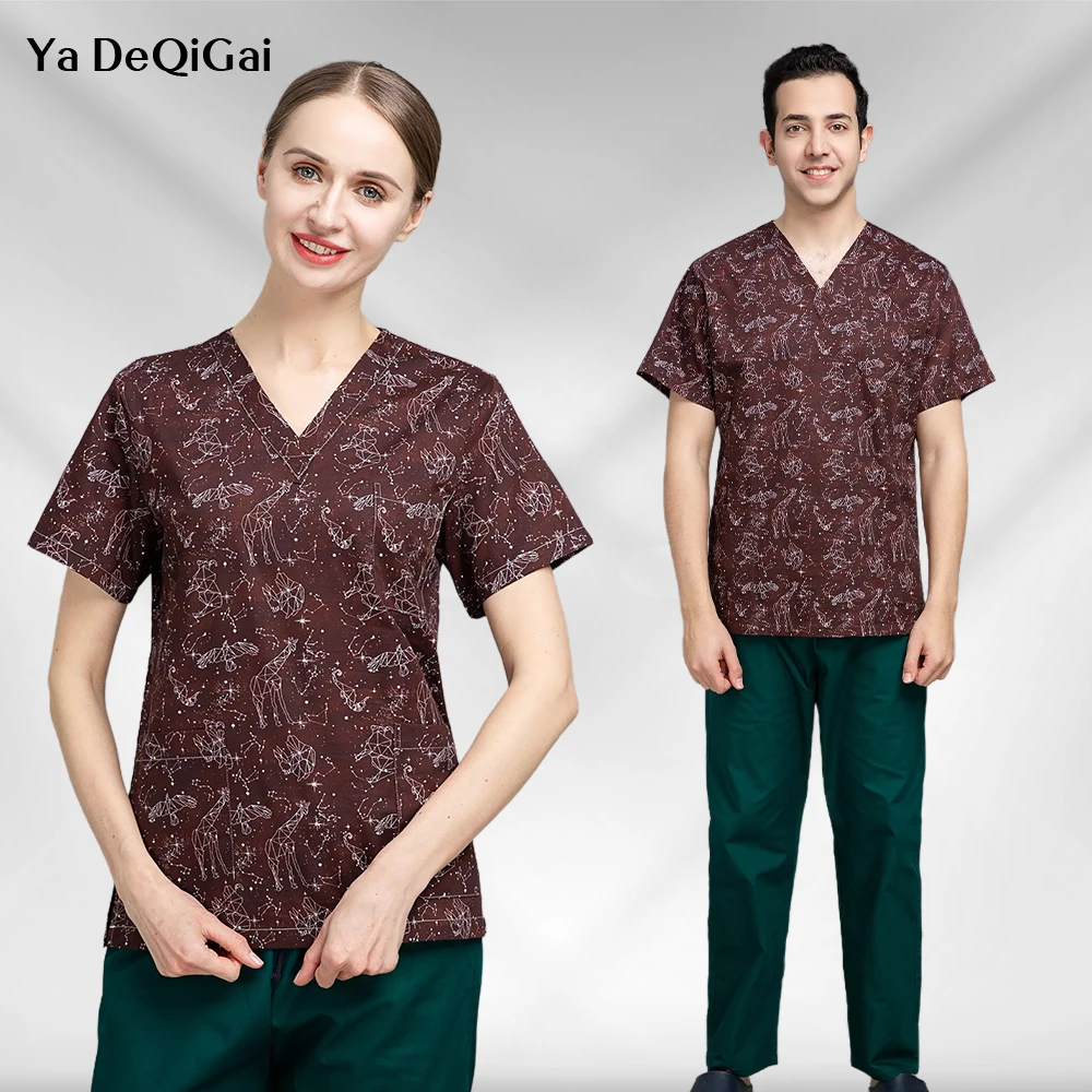 Scrub Tops Women Short Sleeve Vneck Tops Nurse Uniform Cartoon Print