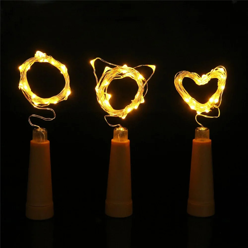 6x LED 코르크 와인 병 요정 조명 배터리 구리 와이어 문자열 조명 크리스마스 장식 갈 랜드 램프 파티 결혼식