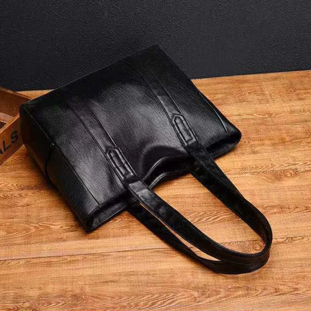 Versatile Soft PU Leather Bag New Square Shape Vintage Handbag Large Capacity Solid Color Shoulder Bag Shopping Bag