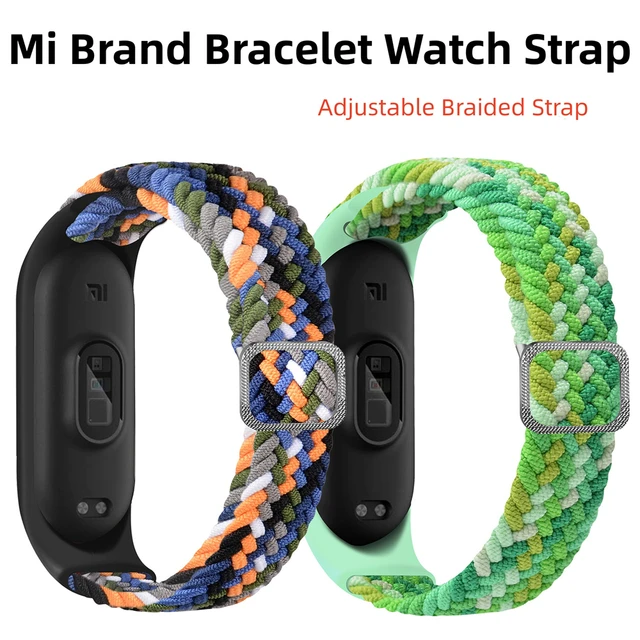 Correa de nailon elástica trenzada para Xiaomi Mi Band 5/6/7, accesorios de  reloj inteligente, correa de repuesto ajustable, pulsera duradera, pulsera