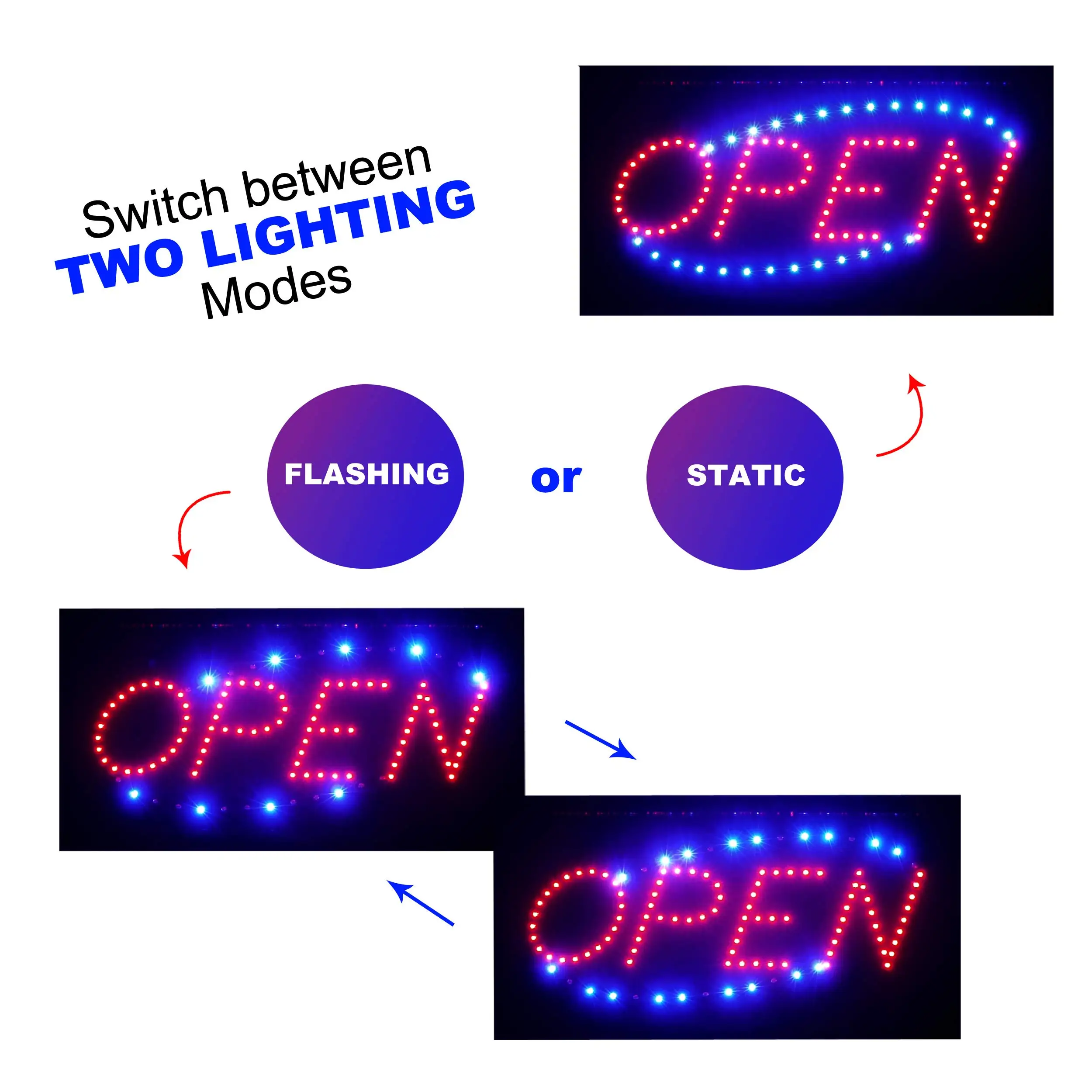 Led Open Sign For Business - Open Sign Neon, Dual Modes Flashing Led, Business  Open Signs For Outside Decor(20 X 10 In) - Neon Bulbs & Tubes - AliExpress