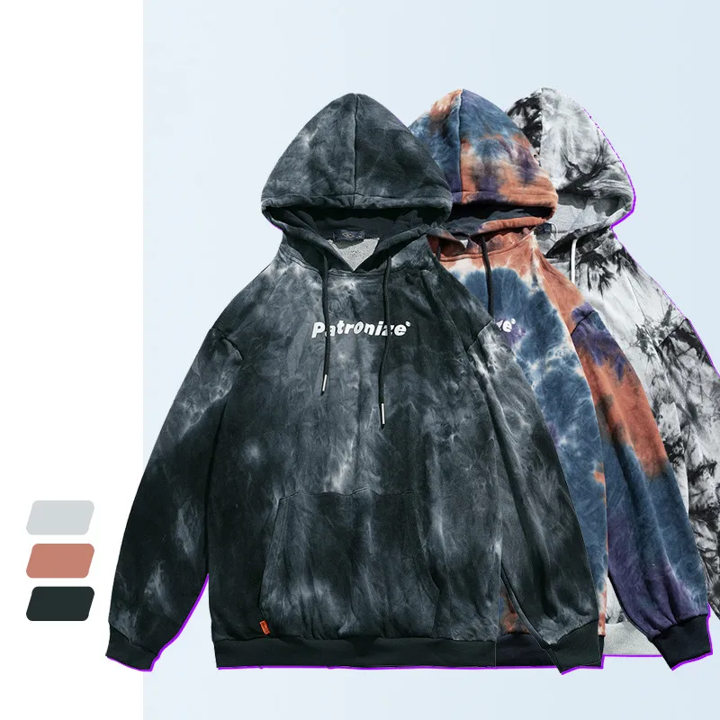 

Tie Dye Couple Sweater Men and Women Harajuku Oversized Fleece Hooded Sweater Hip Hop Stranger Things Hooded Sweater