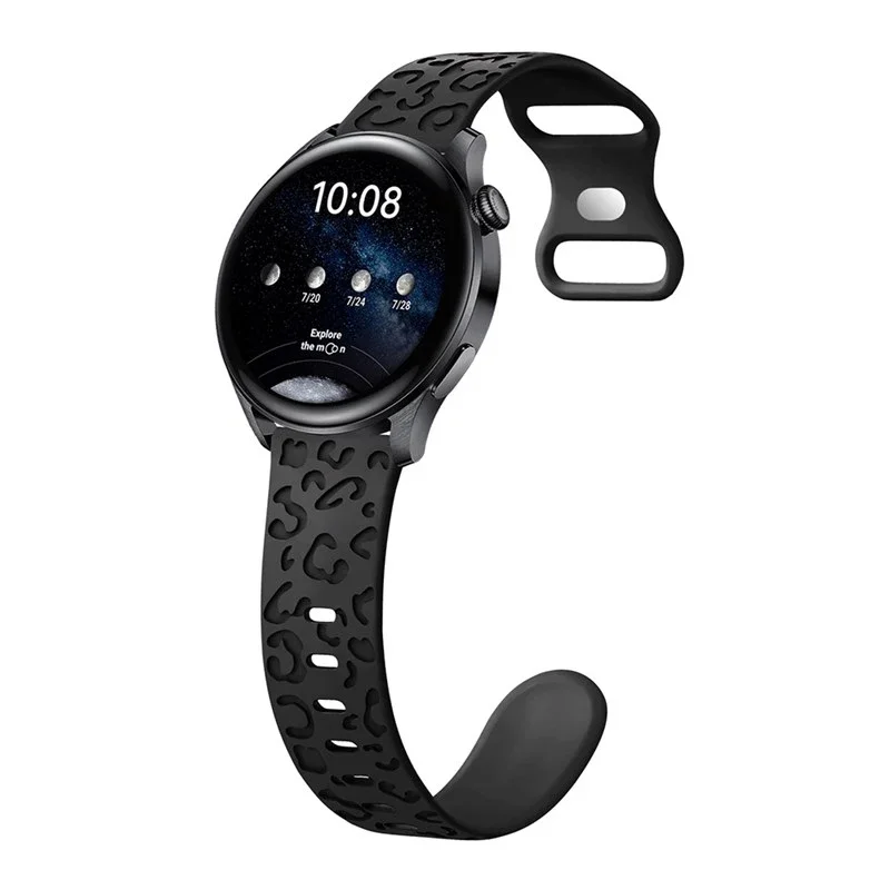 Leopard Engraved Silicone Sport Band - 20mm
