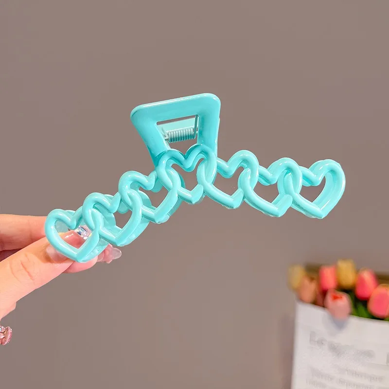 Bunte Dopamin-Haarspange aus Kunststoff, Herz-Haarklammer, modisches Design, süße, schlichte, unregelmäßige Haarklammern, Kopfschmuck – Detail 9