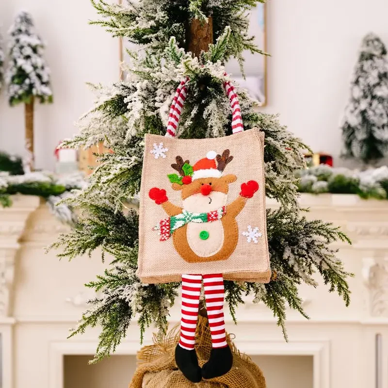 Cartoon Christmas Gift Bag Santa Claus Snowman Bag Christmas Tree Ornament Decorations Xmas New Year Gift Wrapper