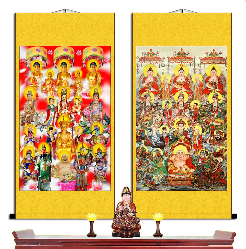 

All Buddhas, Ten Thousand Buddhas, full hall Buddhas, portraits, offerings, decorations, silk, scroll paintings