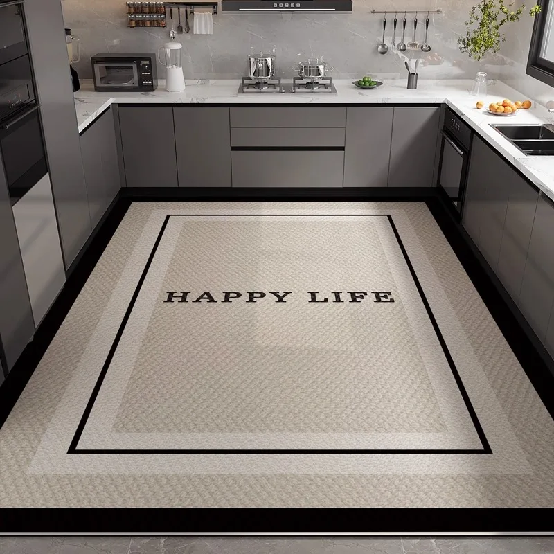 PVC Kitchen Floor Mat Modern Minimalist Luxury Oil-proof Waterproof Bathroom Carpet Firm Anti-slip Easy Clean Balcony Rugs Tapis