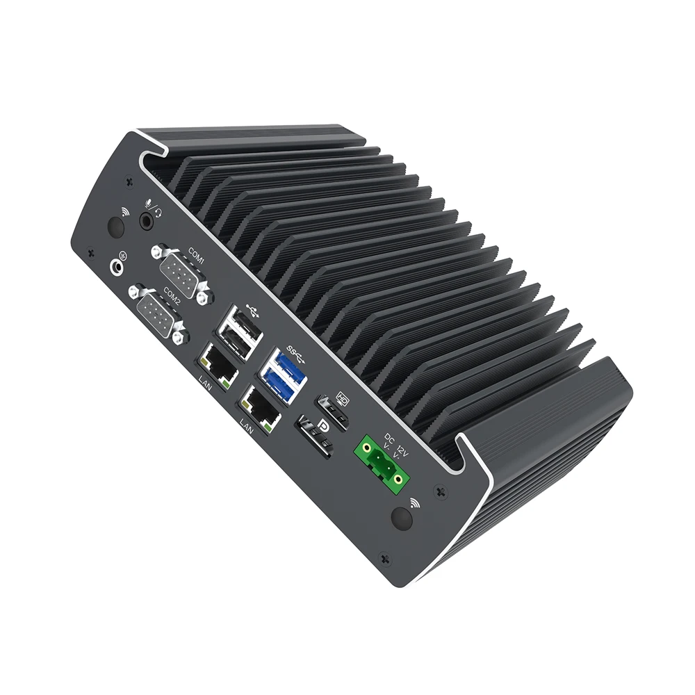 HUNSN Fanless Industrial PC,Mini Computer,IPC,Celeron J6412,IX15,Windows 11/Linux Ubuntu,TPM 2.0,6COM,HD,DP,3LAN,GPIO,9-36V 2Pin 6