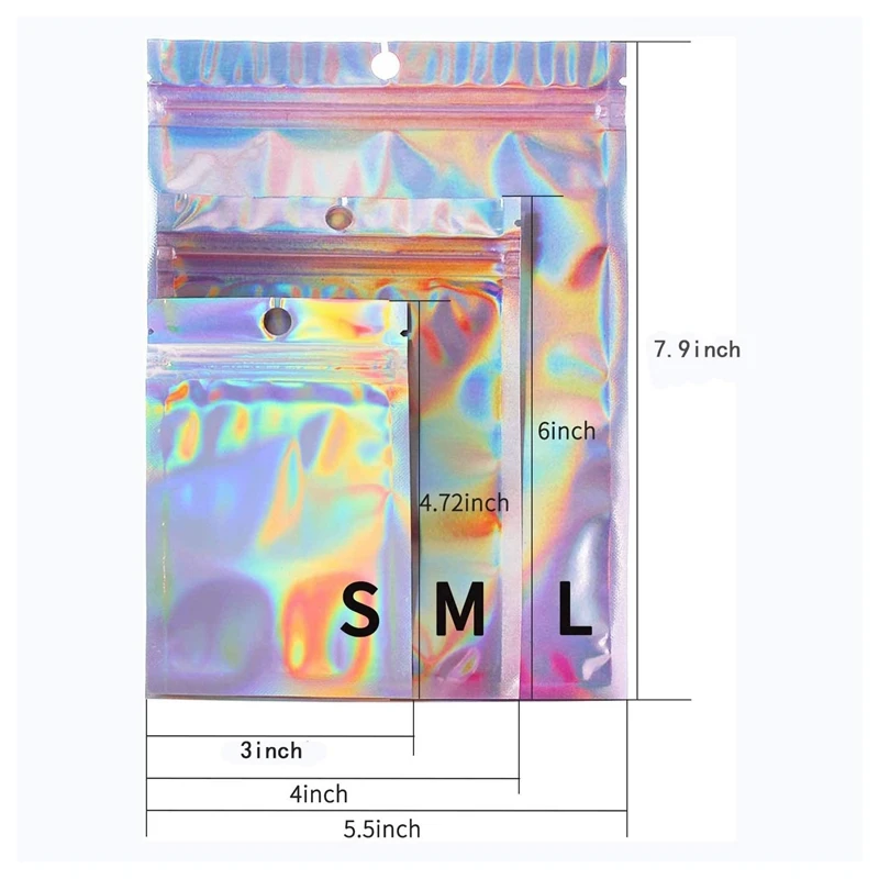 알루미늄 호 일 가방 100Pcs Resealable 냄새 증거 가방 호 일 파우치 가방 지퍼 클로저 가방 파티 부탁 음식 저장소