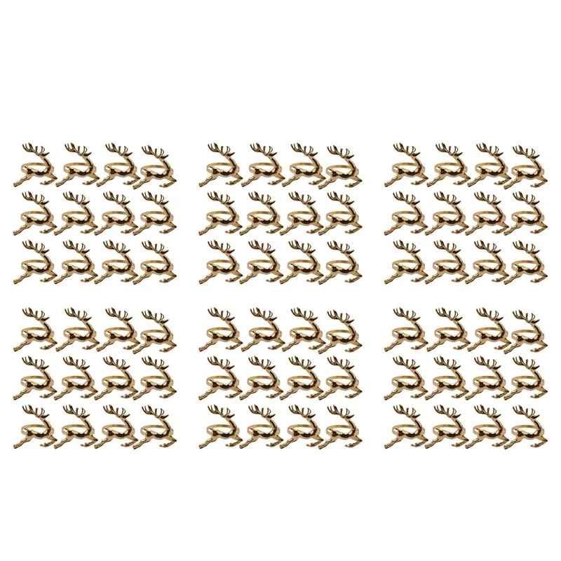 

72Pcs Christmas Elk Deer Napkin Rings Gold Alloy Napkin Buckle Napkin Ring Holder Hotel Restaurant Table Decoration