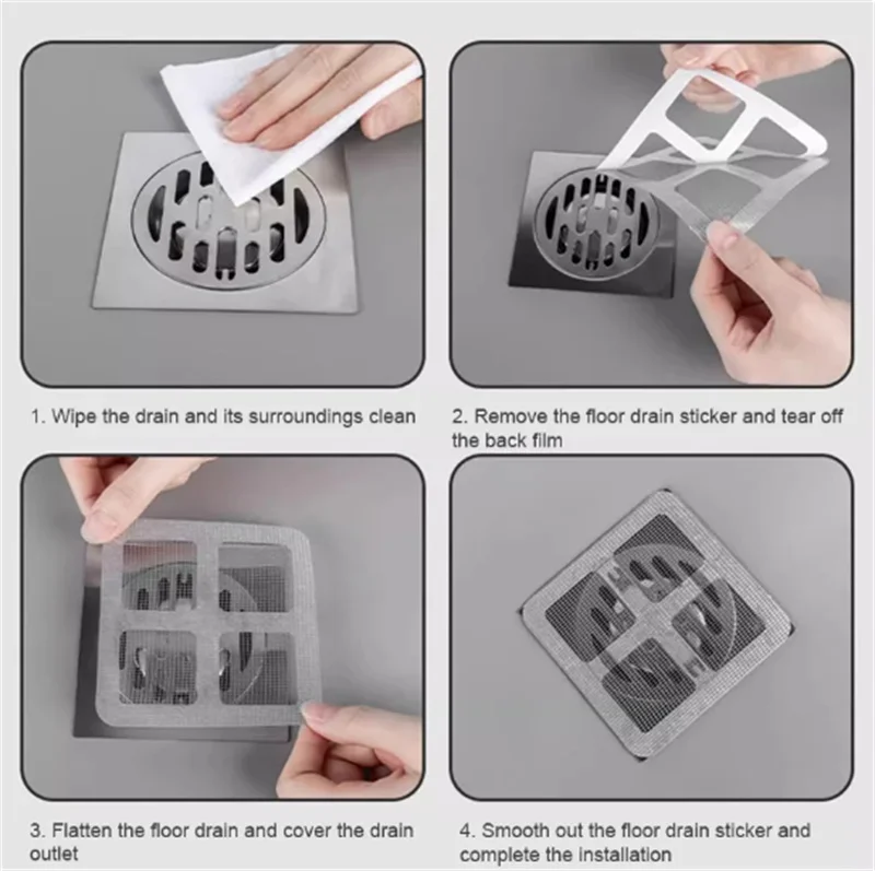 Hair Catchers for Shower Mesh Shower Drain Covers-Floor Sink Strainer Filter Mesh Stickers Bathroom Accessories 10/20/30Pcs