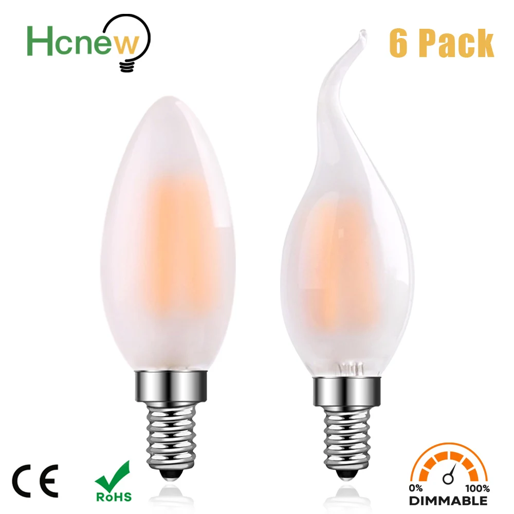 

Candle Lamp C35 E14 Led 6W 2700K 220V E12 110V 4W Dimmable Light Bulb Warm White Indoor Chandelier Replaceable Decoration Lights