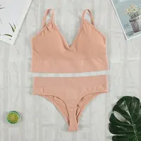 Ensemble de Soutien-Gorge et Culotte pour Femme, Sous-Vêtements Sexy, String, Bralette Sans Couture, Lingerie Féminine Douce et Précieuse, Haut Court, 2 Pièces 2