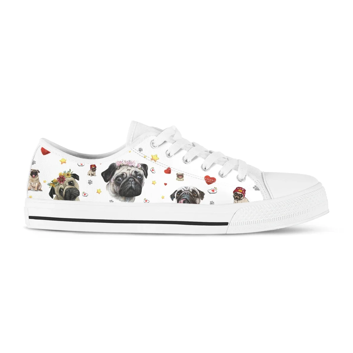 Fashion Cute Bulldog Face Prints Women Canvas Shoes Outdoor Soft Comfort Footwear Casual Breathable Zapatos Large Size 46