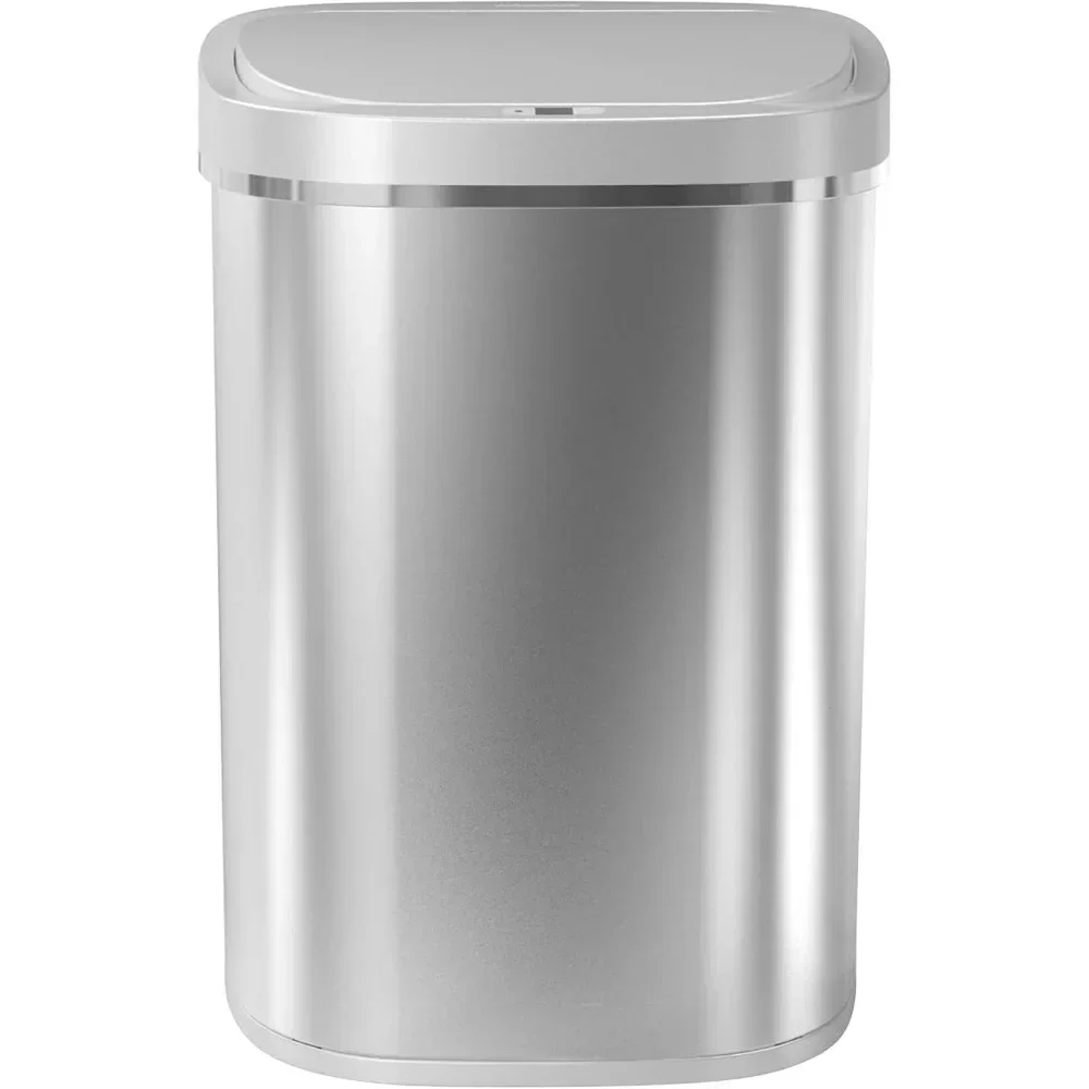 Automatic Touchless Infrared Motion Sensor Trash Can, 80L, Heavy Duty Stainless Steel Base (Oval, Silver/Brush Lid) Trashcan