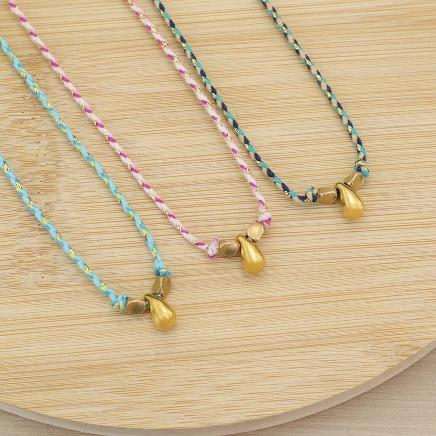 Stainless Steel Water Droplet Pendant Necklace for Women