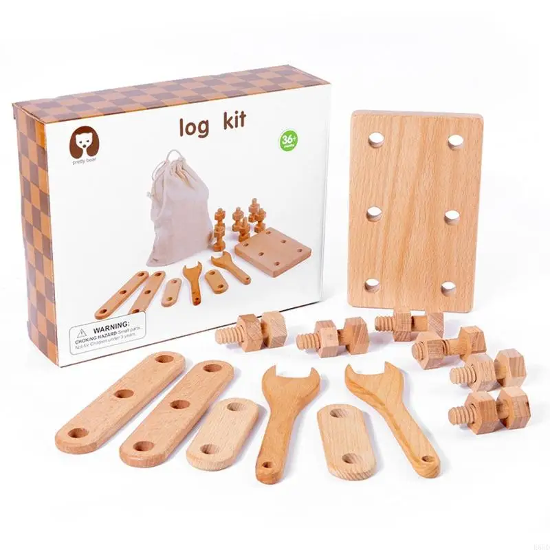 Simulation Cosmetic Bag/Medical Kits Children Pretend for Play Wooden Toy Sensory Playset Toddler Gif E65D