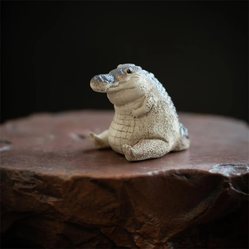 Tea Pet Purple Clay Handmade Crocodile Tea Figurine Household Supply Fine Workmanship Decorative