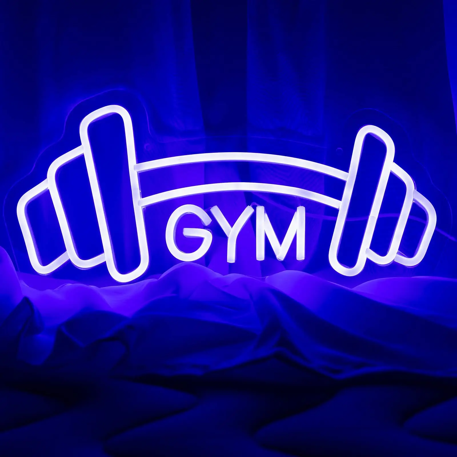 

LED Neon GYM Night Light Barbell Dumbbell Luminous Atmosphere Decor Light Bedroom Party Bar Glowing Props Letter Styling Lamp