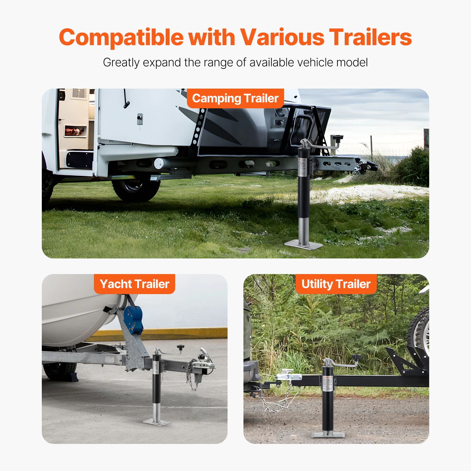 SucceBuy 2000 lbs Trailer Jack Stand 10"Lift Weld-on Pipe-Mount Bracket Support Legs Corner Steady Camper Parts for RV Yacht