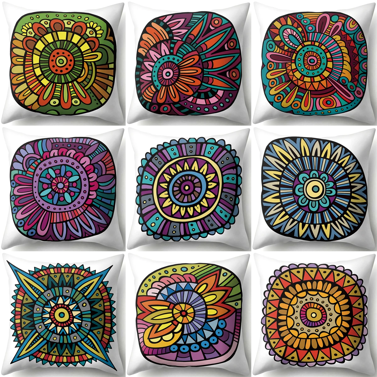 

ZHENHE Cartoon Hand Painted Datura Pillow Case Home Decoration Cushion Cover Bedroom Sofa Decor Pillow Cover 18x18 Inch