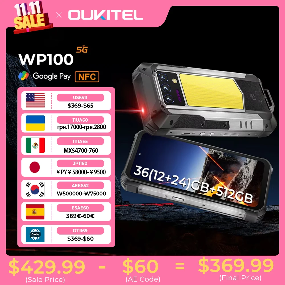 世界初公開】Oukitel WP100 ラギッドフォン 33000mAh 内蔵レーザー距離