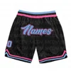 Custom Black Light Blue-Pink Authentic Throwback Basketball Shorts  3D All Over Printed Men's Shorts Quick Drying Beach Shorts 2