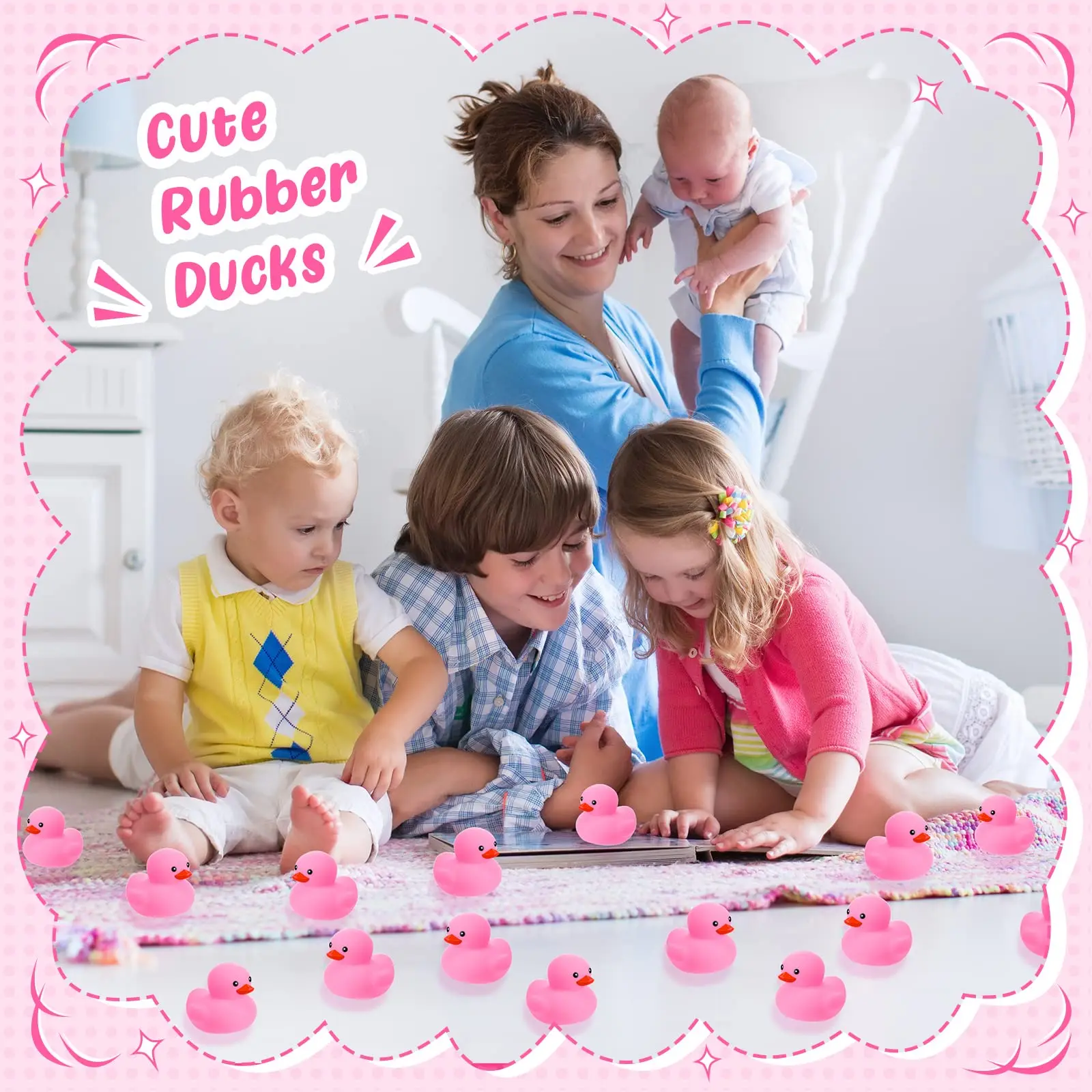 1-100pcs Mini Rubber Ducks 2.2 Inch Duck Toys Squeaky Rubber Ducks Cute Float Duckies for Little One Birthday Party 6