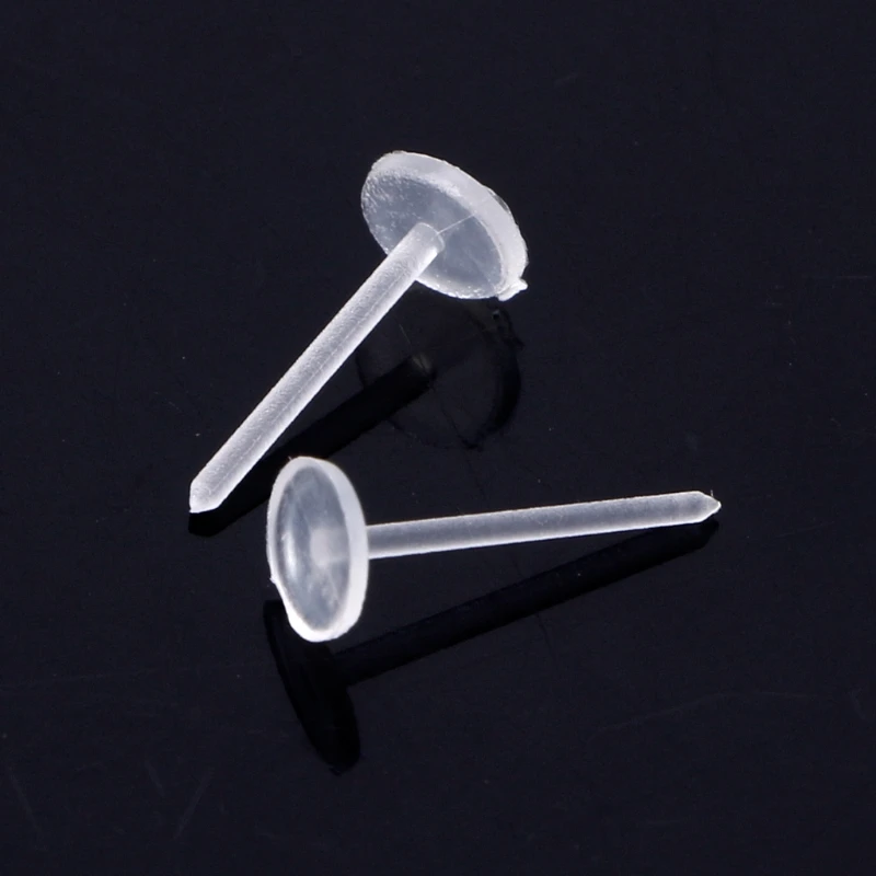 

100PCS Clear Plastic Earring Post Invisible Sport Earring Pin 3/5mm for Men Drop Shipping